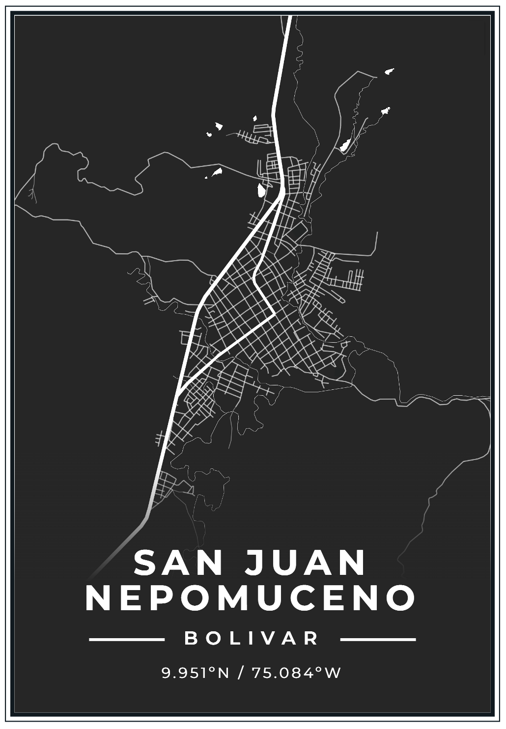 Mapa de San Juan Nepomuceno, Bolívar